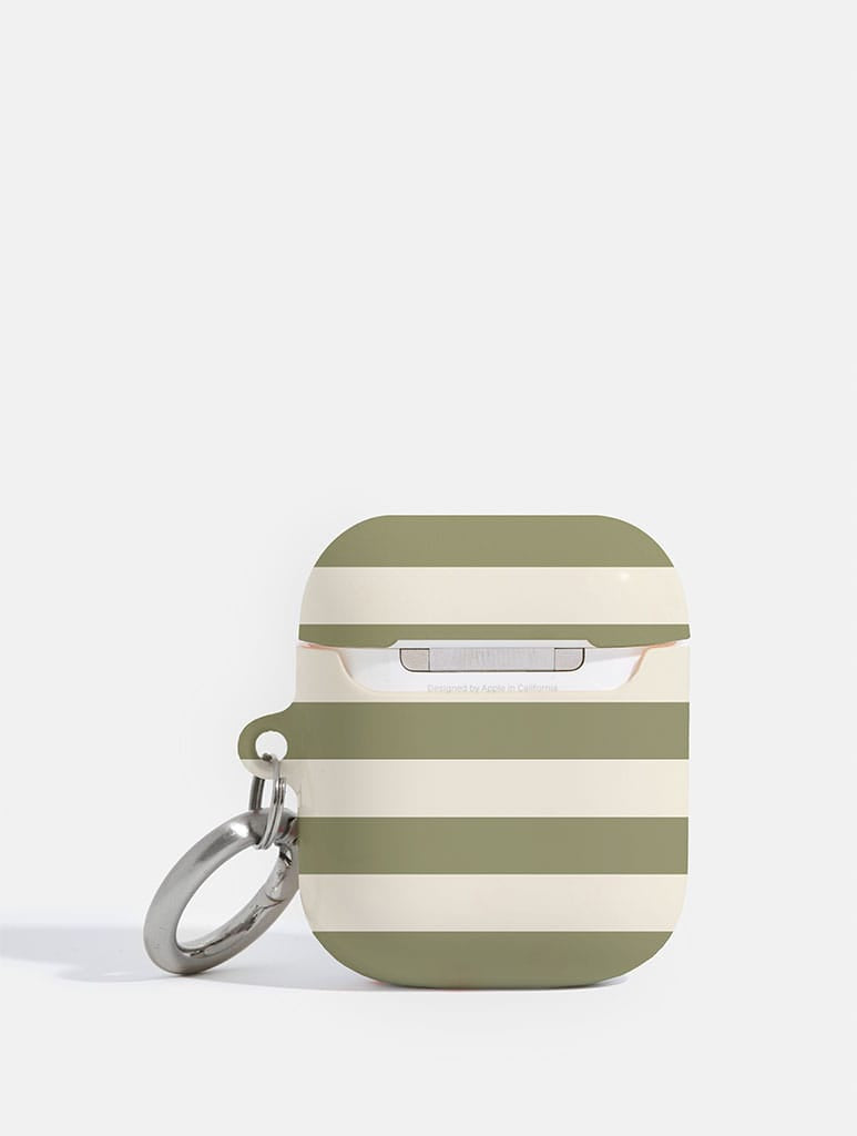 Green And Cream Stripes AirPods Case AirPods Cases Skinnydip London
