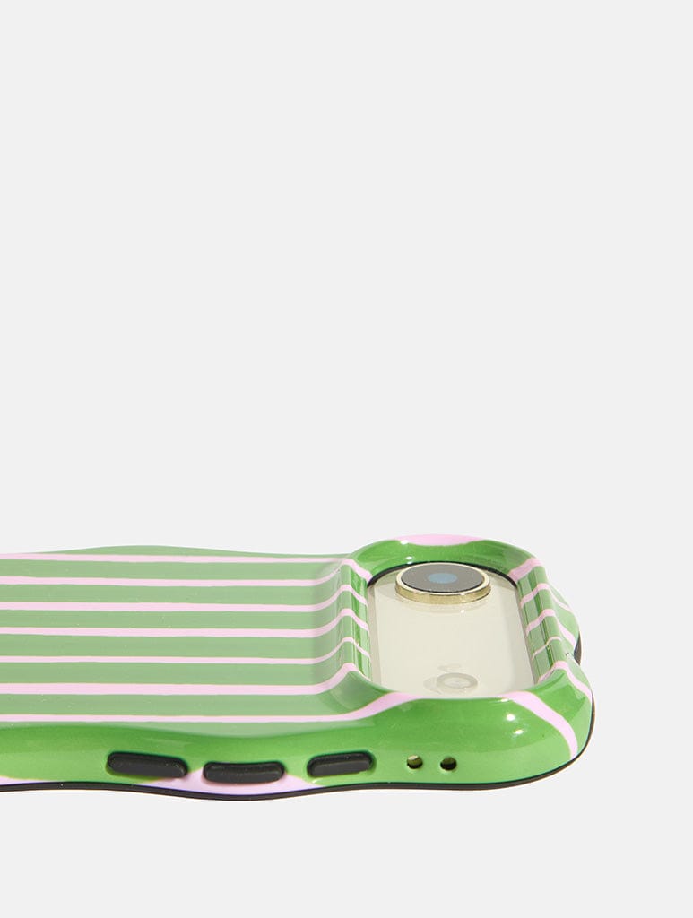 Green and Pink Stripe Ultra Protective iPhone Case Phone Cases Skinnydip London