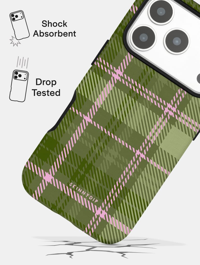 Green and Pink Tartan Ultra Protective iPhone Case Phone Cases Skinnydip London