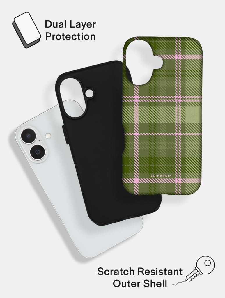 Green and Pink Tartan Ultra Protective iPhone Case Phone Cases Skinnydip London