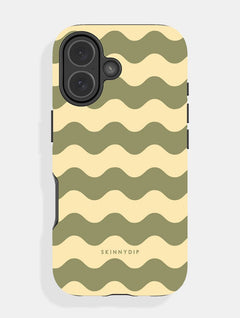 Green and Yellow Wavey Lines Ultra Protective iPhone Case Phone Cases Skinnydip London