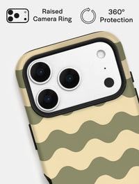 Green and Yellow Wavey Lines Ultra Protective iPhone Case Phone Cases Skinnydip London