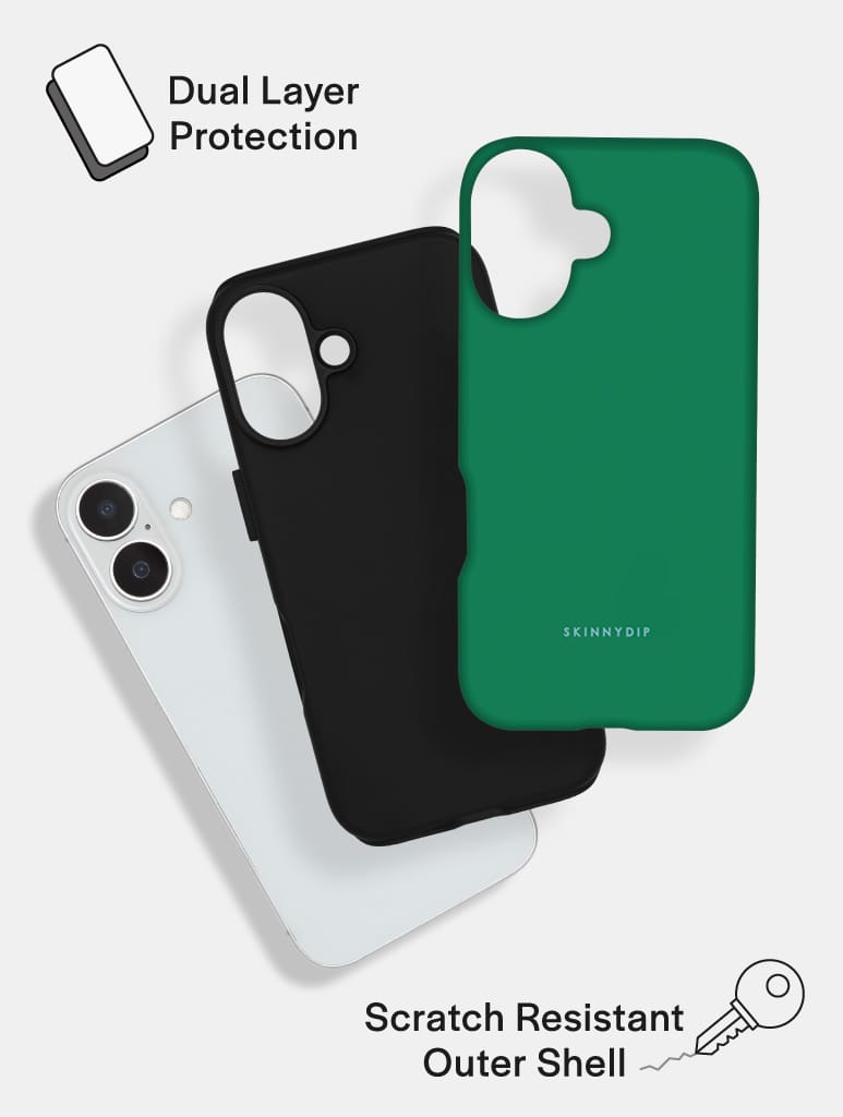 Green with Blue Solid Colour Ultra Protective iPhone Case Phone Cases Skinnydip London