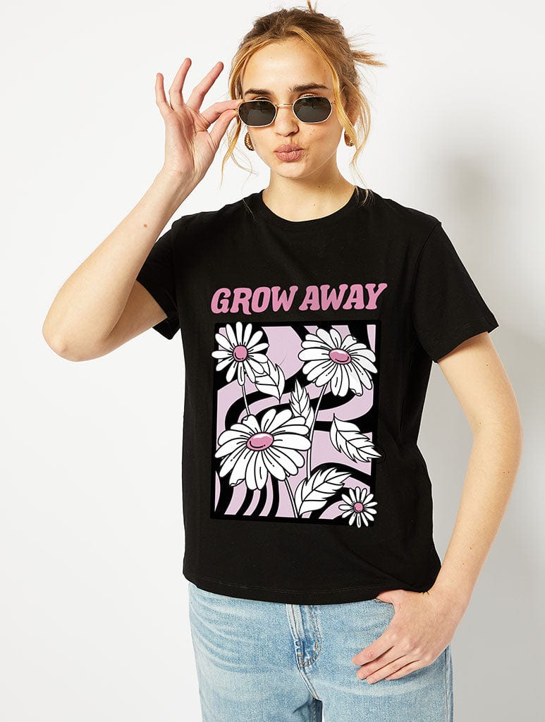 Grow Away Black T-Shirt Tops & T-Shirts Skinnydip London
