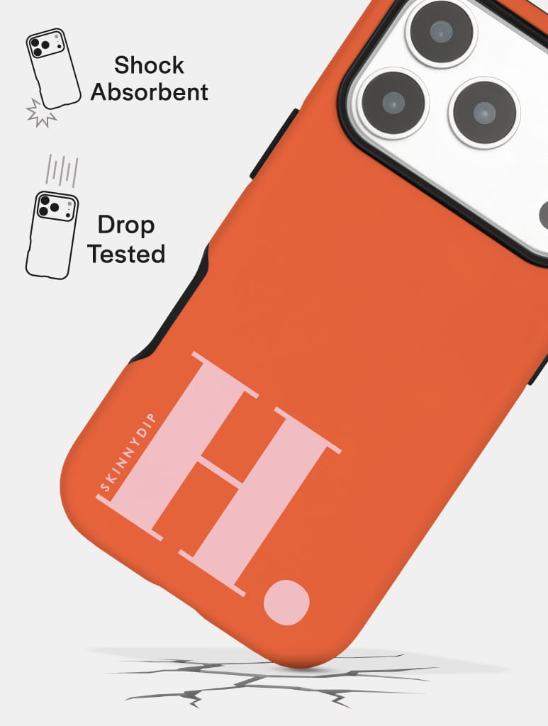 'H' Initial Patterned Orange Ultra Protective iPhone Case Phone Cases Skinnydip London