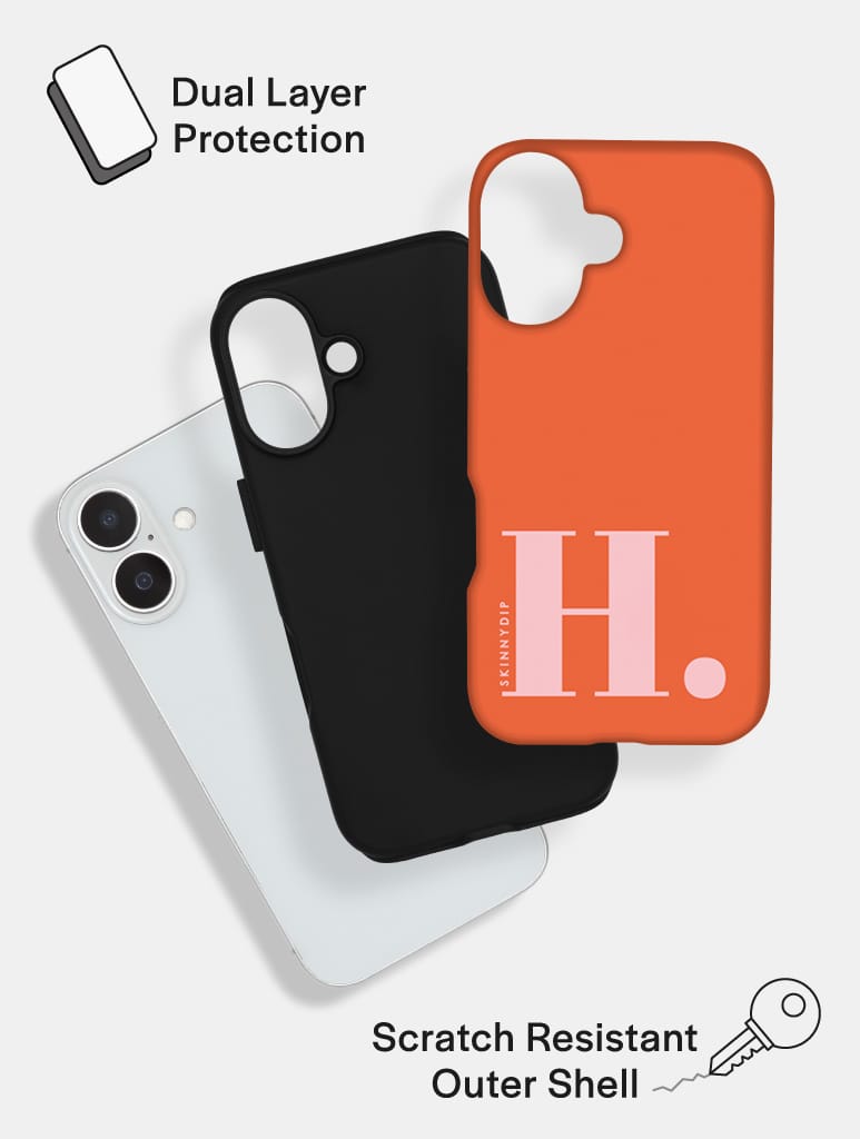 'H' Initial Patterned Orange Ultra Protective iPhone Case Phone Cases Skinnydip London