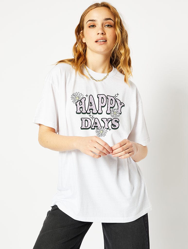 Happy Days White T-Shirt Tops & T-Shirts Skinnydip London