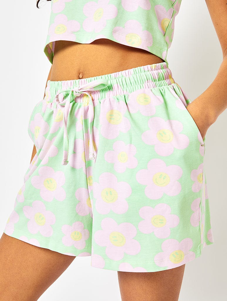 Happy Flowers Shorts in Pink & Green Shorts Skinnydip London