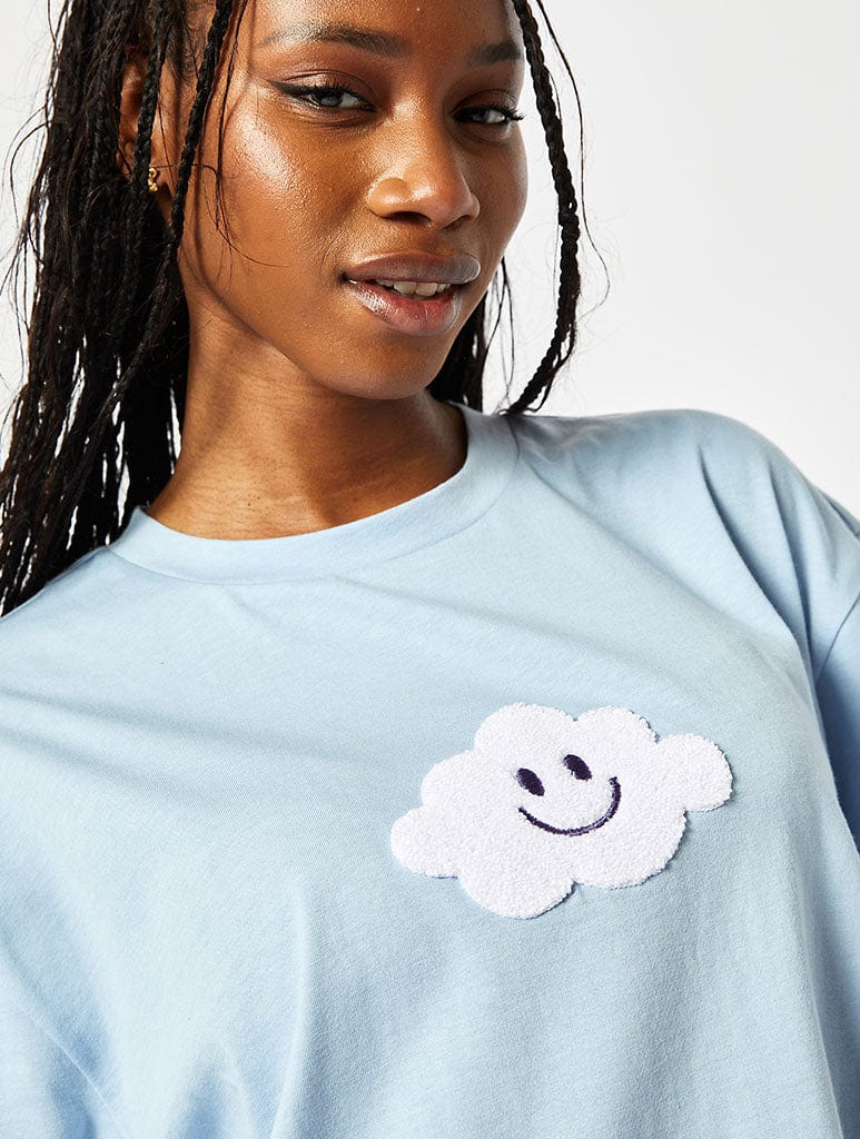 Head In The Clouds Oversized T-Shirt in Blue Tops & T-Shirts Skinnydip London