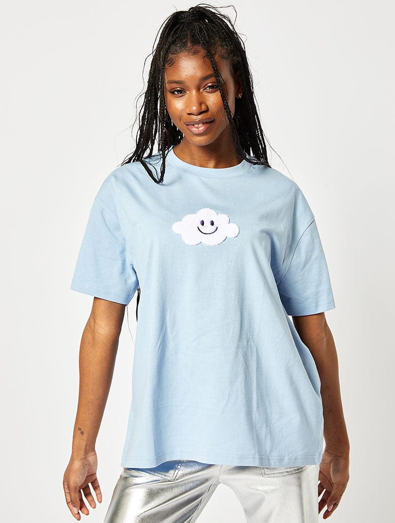 Head In The Clouds Oversized T-Shirt in Blue Tops & T-Shirts Skinnydip London