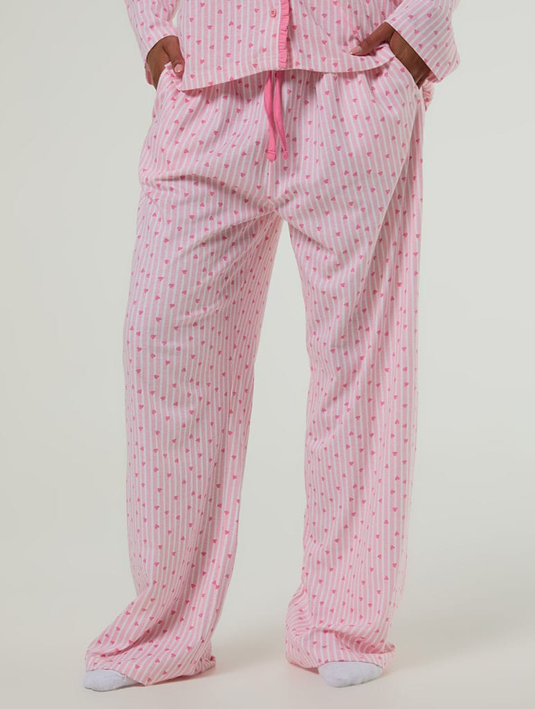 Heart Ditsy Frilly Pyjama Set with Scrunchie Lingerie & Nightwear Skinnydip London