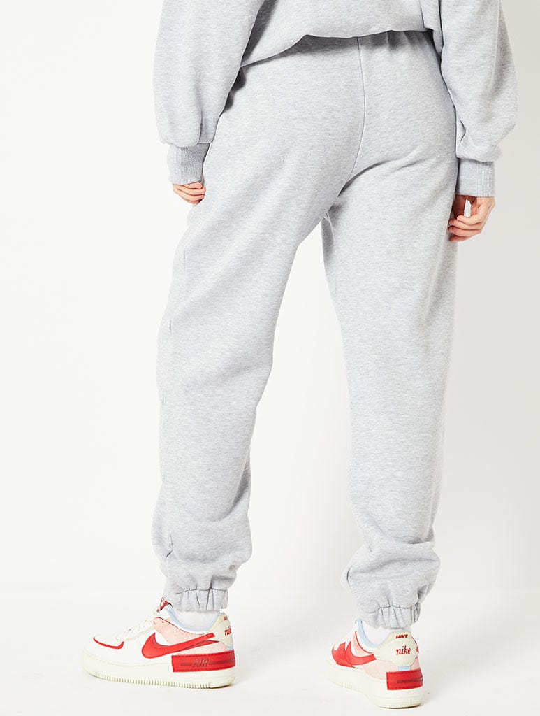 Heart Embroidered Sweat Joggers in Grey Bottoms Skinnydip London