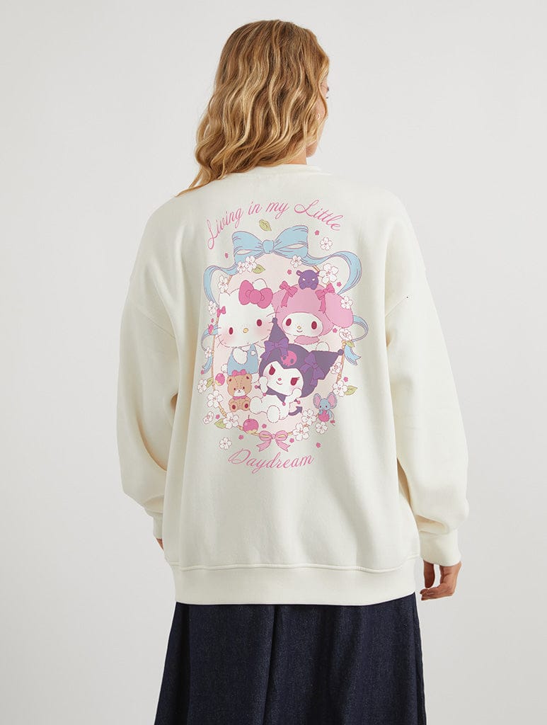 Hello Kitty & Friends Living In My Little Daydream Sweatshirt In White Hoodies & Sweatshirts Skinnydip London