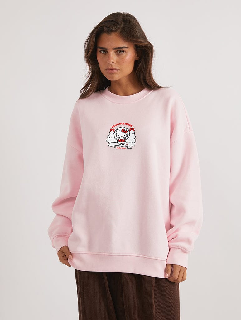 Hello Kitty x Skinnydip Hello Holidays Sweatshirt In Pink Hoodies & Sweatshirts Skinnydip London