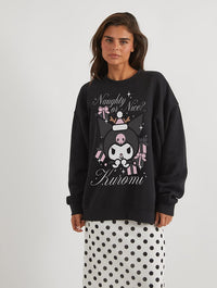 Hello Kitty x Skinnydip Kuromi Naughty Or Nice Sweatshirt In Black Hoodies & Sweatshirts Skinnydip London