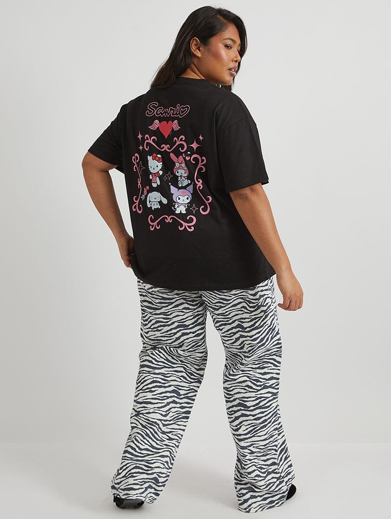 Hello Kitty x Skinnydip Mixed Character T-Shirt in Black Tops & T-Shirts Skinnydip London