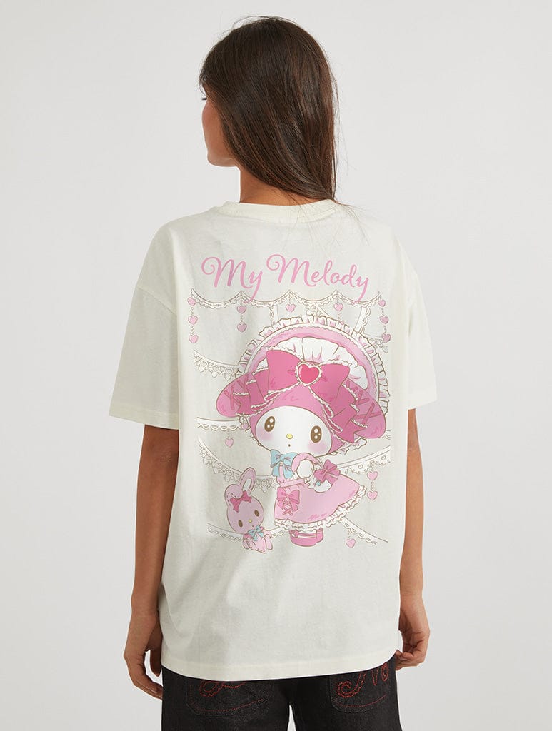 Hello Kitty x Skinnydip My Melody Coquette T-Shirt In White Tops & T-Shirts Skinnydip London