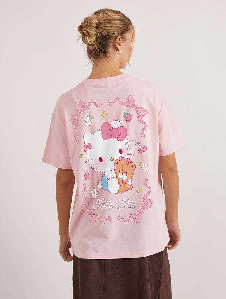 Hello Kitty x Skinnydip Teddy T-Shirt In Pink Tops & T-Shirts Skinnydip London