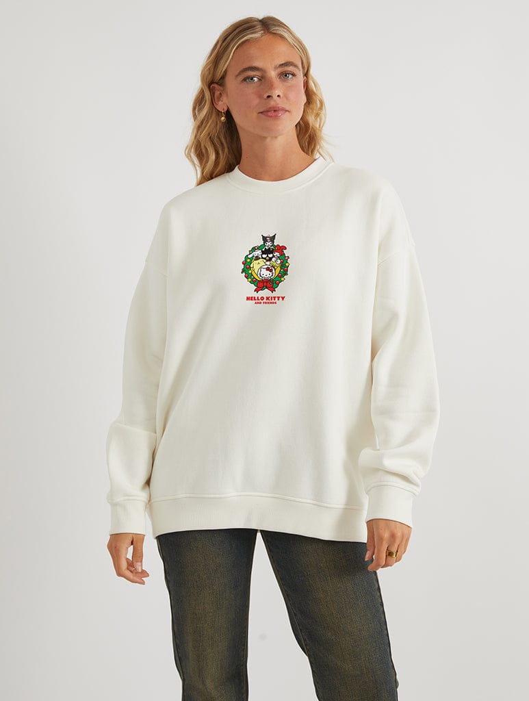 Hello Kitty x Skinnydip Wreath Sweatshirt In White Hoodies & Sweatshirts Skinnydip London