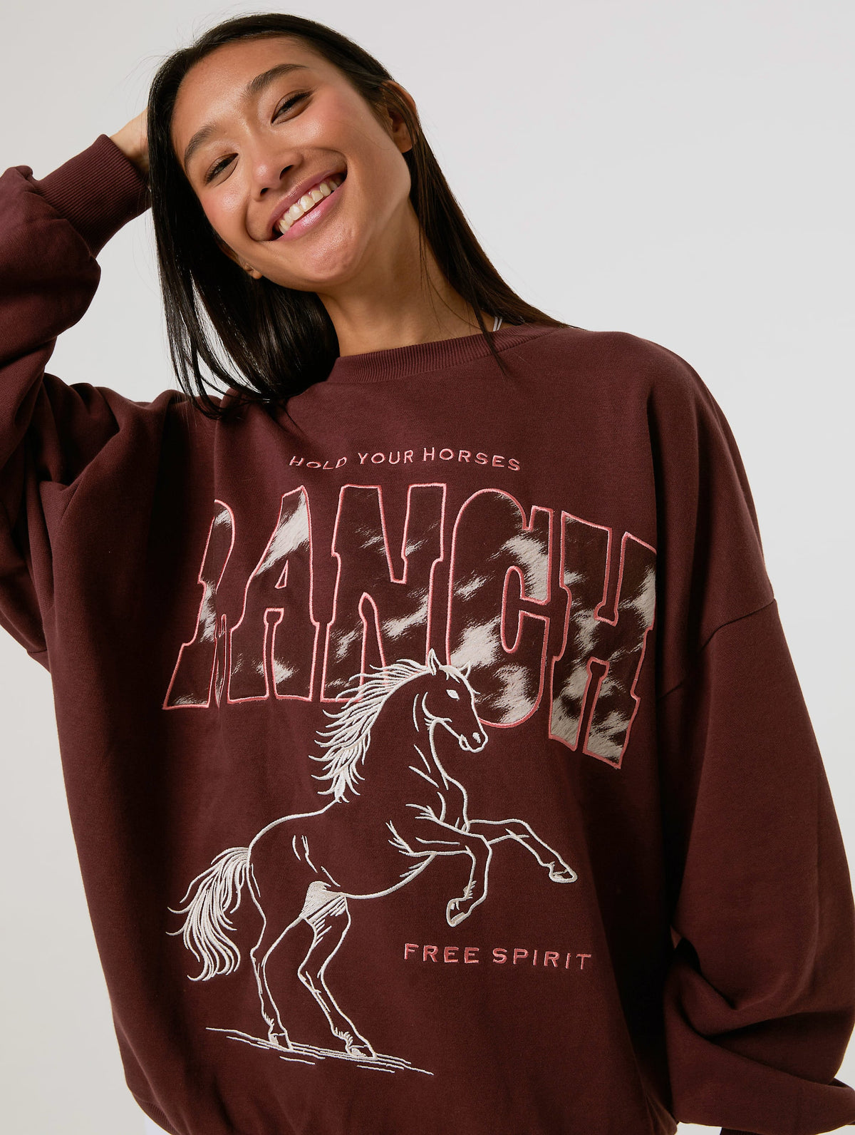Hold Your Horses Brown Sweatshirt Hoodies & Sweatshirts Skinnydip London