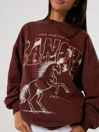 Hold Your Horses Brown Sweatshirt Hoodies & Sweatshirts Skinnydip London