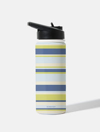 Horizontal Stripes Blue Green Beige 18oz Stainless Steel Water Bottle Water Bottles Skinnydip London