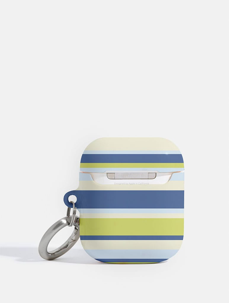 Horizontal Stripes Blue Green Beige Airpods Case AirPods Cases Skinnydip London