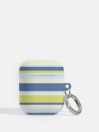 Horizontal Stripes Blue Green Beige Airpods Case AirPods Cases Skinnydip London