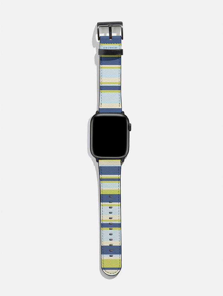 Horizontal Stripes Blue Green Beige Apple Watch Strap Watch Straps Skinnydip London