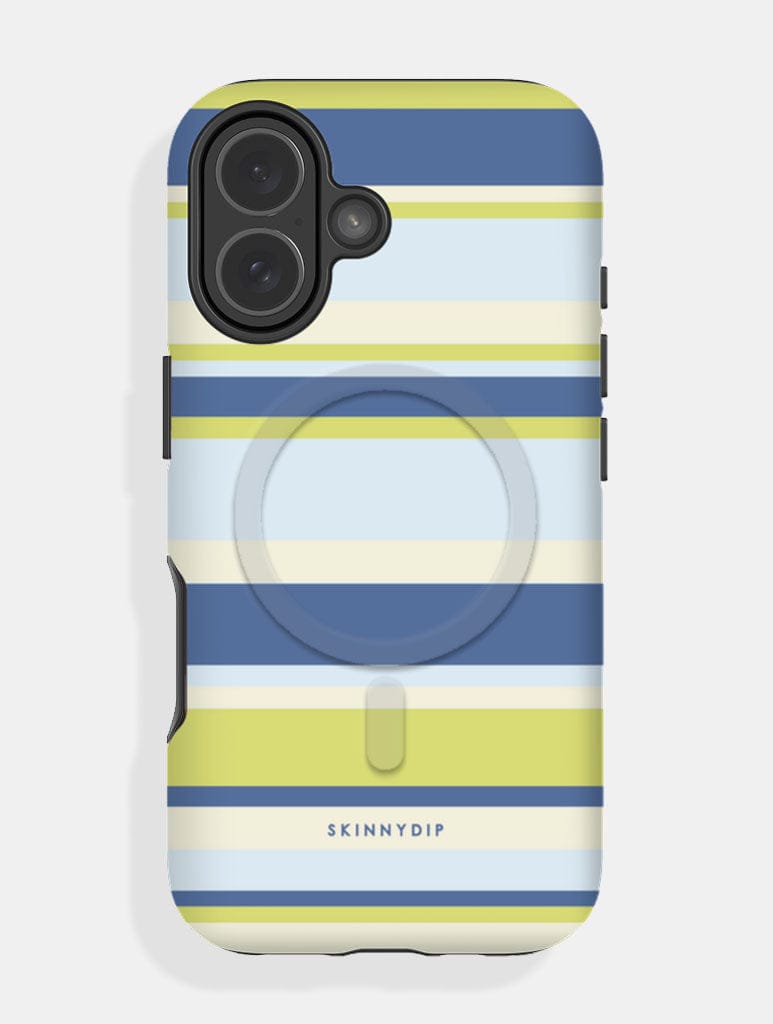 Horizontal Stripes Blue Green Beige Magsafe Ultra Protective iPhone Case Phone Cases Skinnydip London