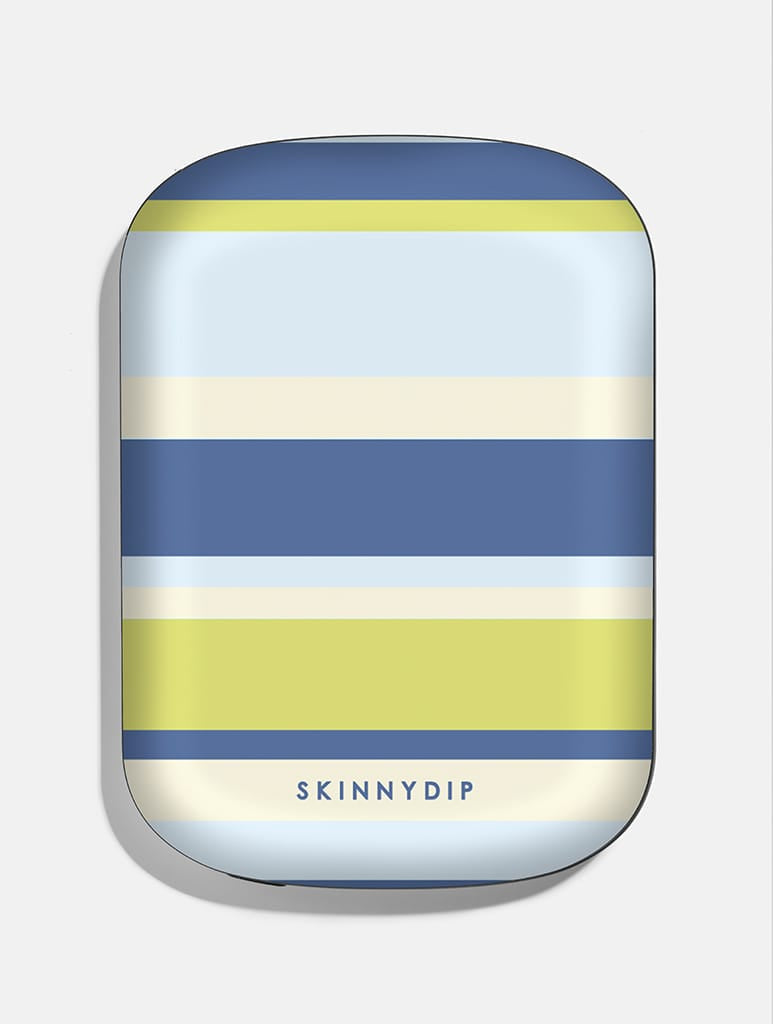 Horizontal Stripes Blue Green Beige Portable Magsafe Charger Portable Chargers Skinnydip London