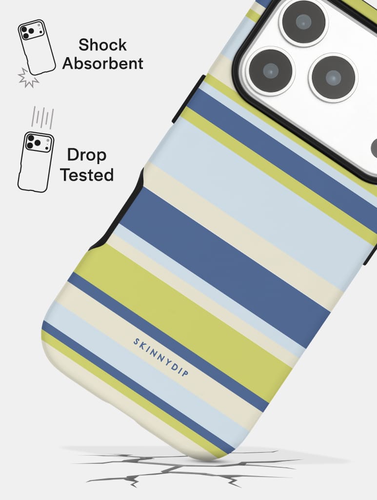 Horizontal Stripes Blue Green Beige Ultra Protective iPhone Case Phone Cases Skinnydip London