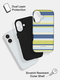 Horizontal Stripes Blue Green Beige Ultra Protective iPhone Case Phone Cases Skinnydip London