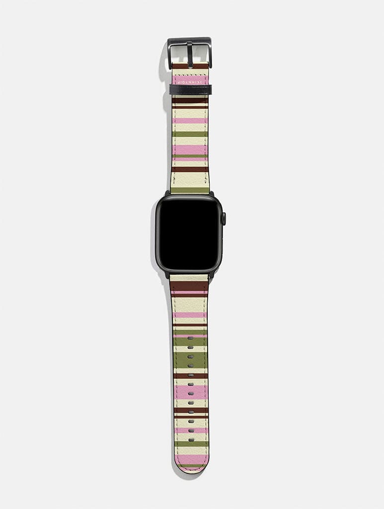 Horizontal Stripes Pink Green Brown Apple Watch Strap Watch Straps Skinnydip London