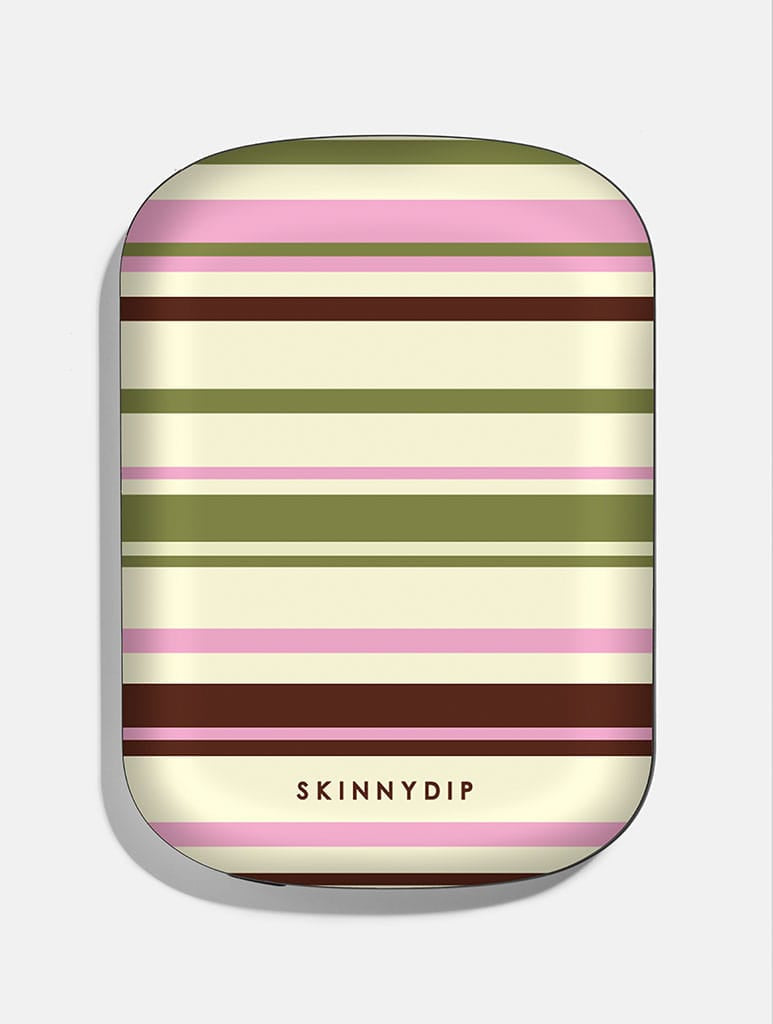 Horizontal Stripes Pink Green Brown Portable Magsafe Charger Portable Chargers Skinnydip London