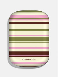 Horizontal Stripes Pink Green Brown Portable Magsafe Charger Portable Chargers Skinnydip London