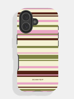 Horizontal Stripes Pink Green Brown Ultra Protective iPhone Case Phone Cases Skinnydip London