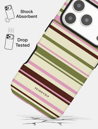 Horizontal Stripes Pink Green Brown Ultra Protective iPhone Case Phone Cases Skinnydip London