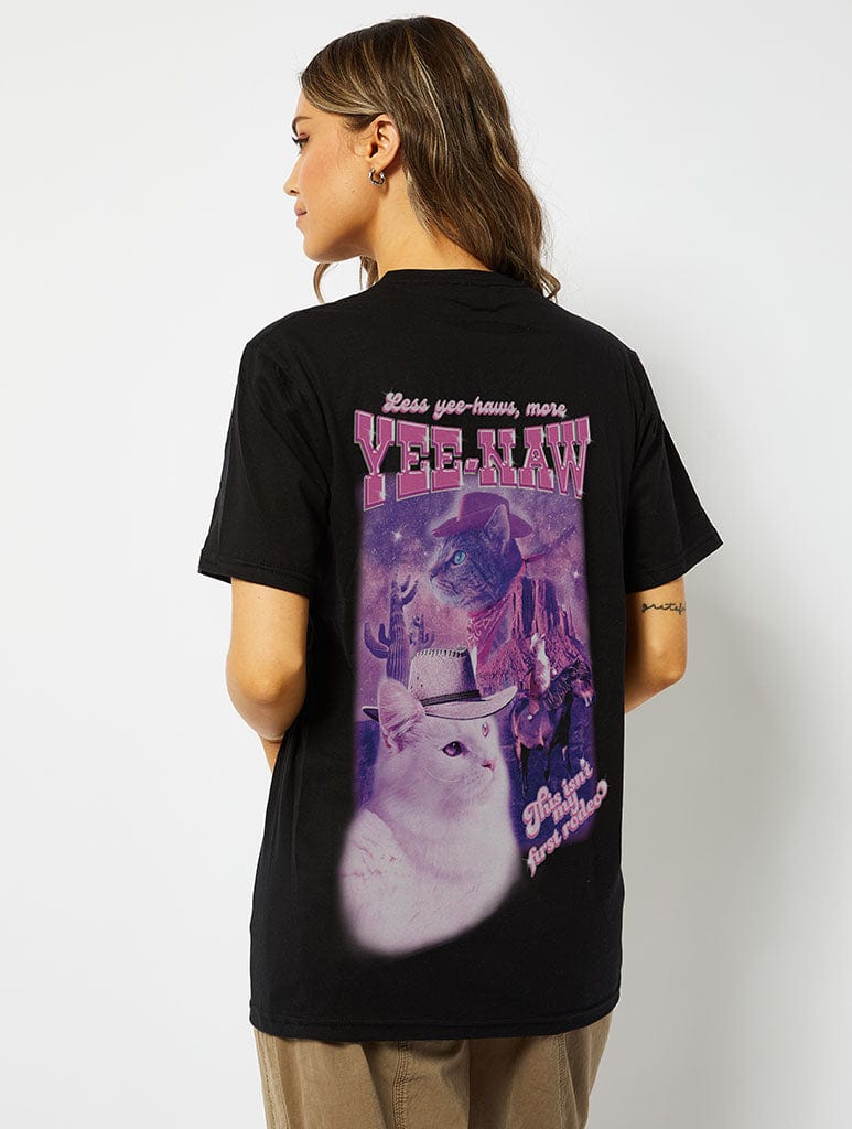 Howdy Cats T-Shirt in Black Tops & T-Shirts Skinnydip London