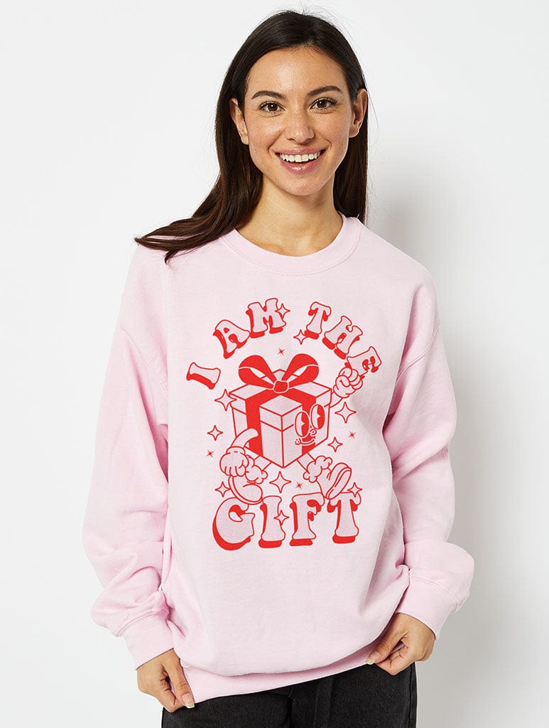I Am The Gift Sweatshirt in Pink Hoodies & Sweatshirts Skinnydip London