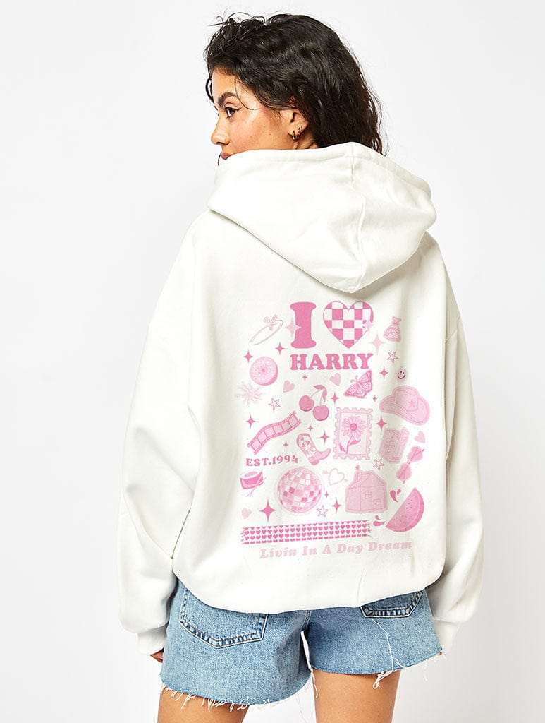 I Heart Harry Hoodie In White Hoodies & Sweatshirts Skinnydip London