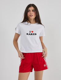 I Love Rakes Baby T-Shirt In White Tops & T-Shirts Skinnydip London