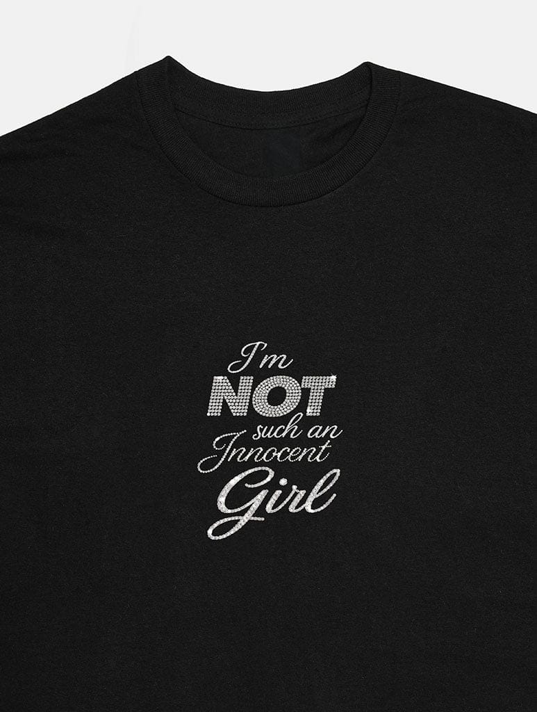 I'm Not Such An Innocent Girl Baby T-Shirt In Black Tops & T-Shirts Skinnydip London