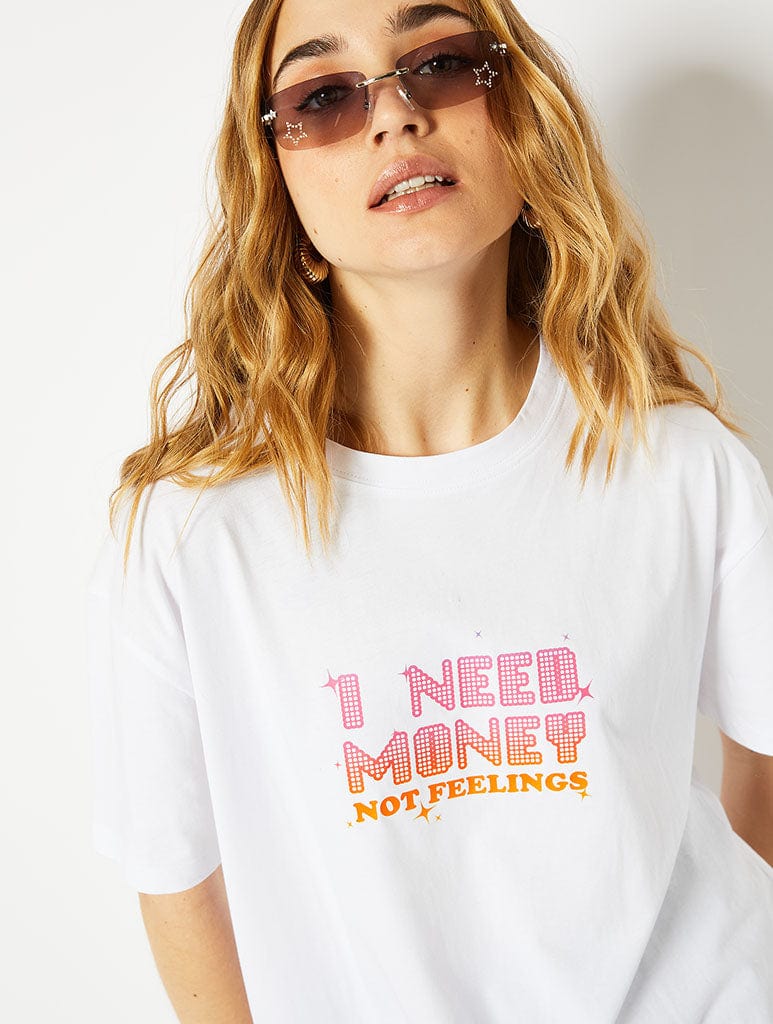 I Need Money Not Feelings Oversized T-Shirt Tops & T-Shirts Skinnydip London