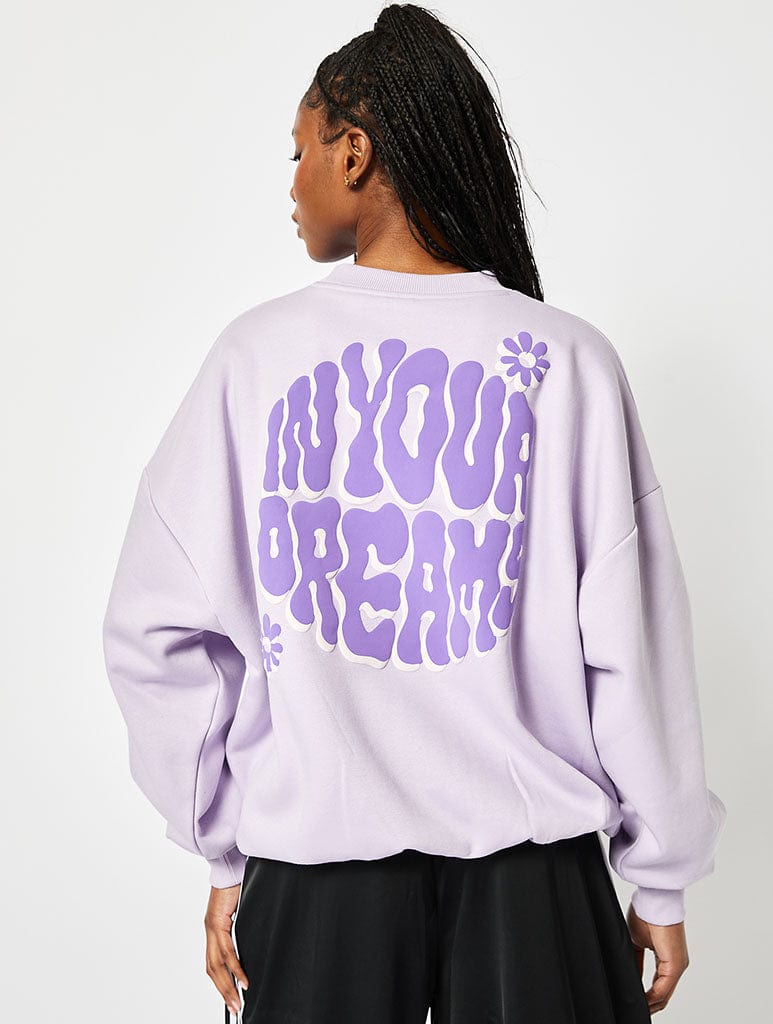 In Your Dreams Lilac Oversized Sweatshirt Hoodies & Sweatshirts Skinnydip London