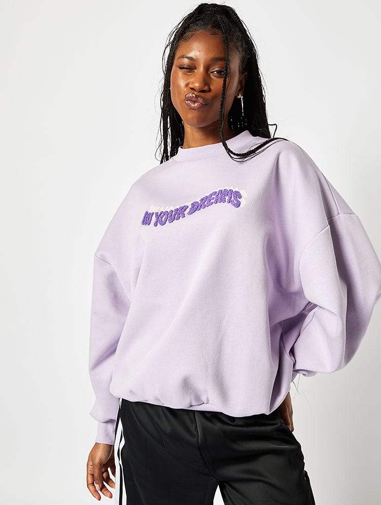 In Your Dreams Lilac Oversized Sweatshirt Hoodies & Sweatshirts Skinnydip London