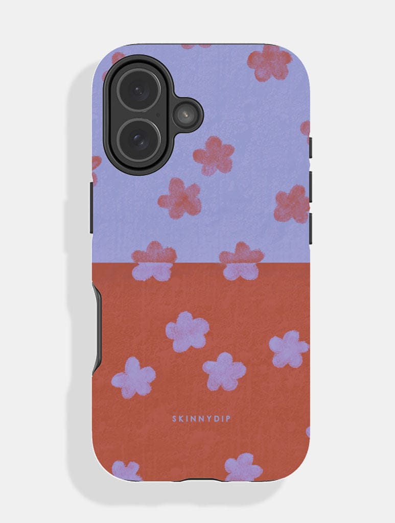 Indigo and Terracotta Two-Tone Flower Ultra Protective iPhone Case Phone Cases Skinnydip London