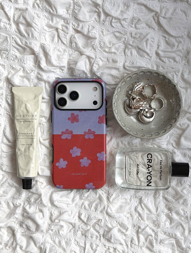 Indigo and Terracotta Two-Tone Flower Ultra Protective iPhone Case Phone Cases Skinnydip London