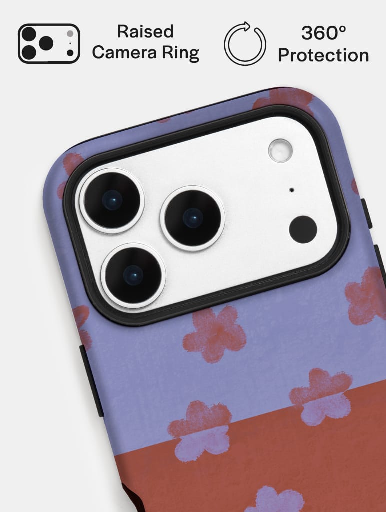 Indigo and Terracotta Two-Tone Flower Ultra Protective iPhone Case Phone Cases Skinnydip London