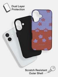 Indigo and Terracotta Two-Tone Flower Ultra Protective iPhone Case Phone Cases Skinnydip London